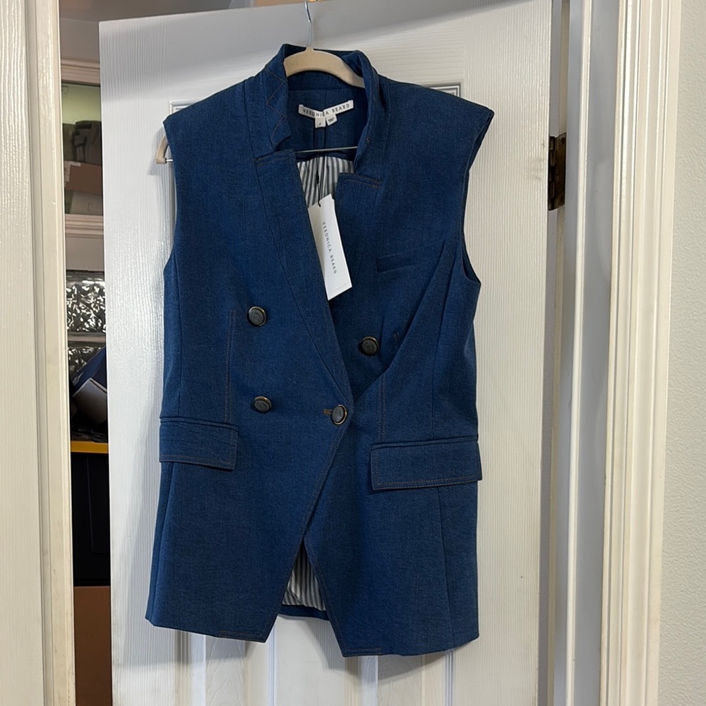 Women's Blue Double-Breasted Vest